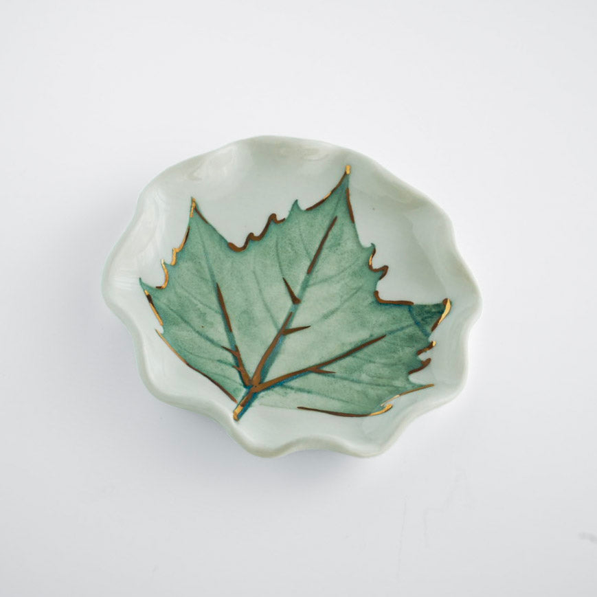 Kat Samaha｜ジュエリーディッシュ｜プラタナスの葉｜24金｜直径約9cm