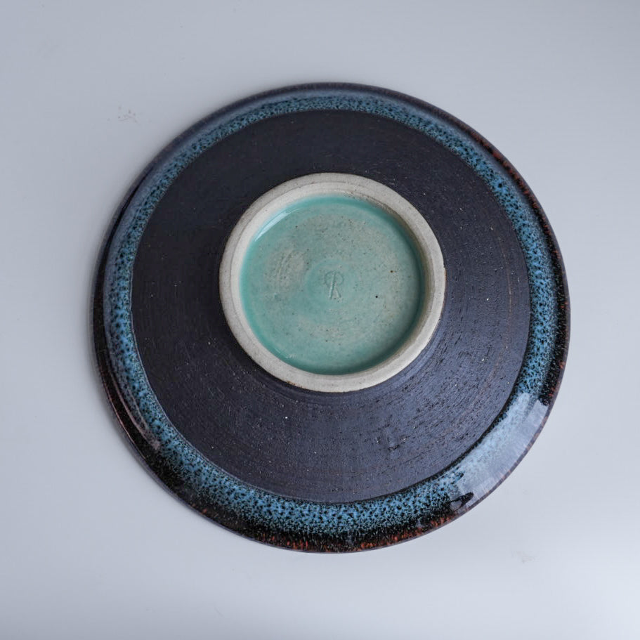 Paulo｜平皿 ガラス釉薬ブルー Φ約15cm × H約3.5cm