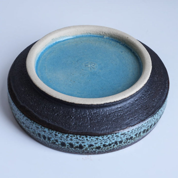 Paulo｜切立皿 ガラス釉薬 グリーン×ブルー　Φ約12cm × H約3cm